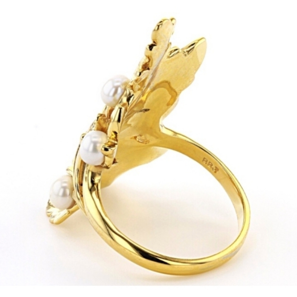 18K YELLOW GOLD CULTURED FRESHWATER PEARL RING - Picture 3 of 8